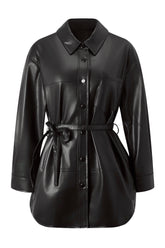 Albie Leather Shirt - Black